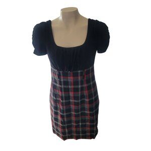 MAURICE'S Sleeveless Dress Size 3/4 Black with red/black plaid bottom Sheath New
